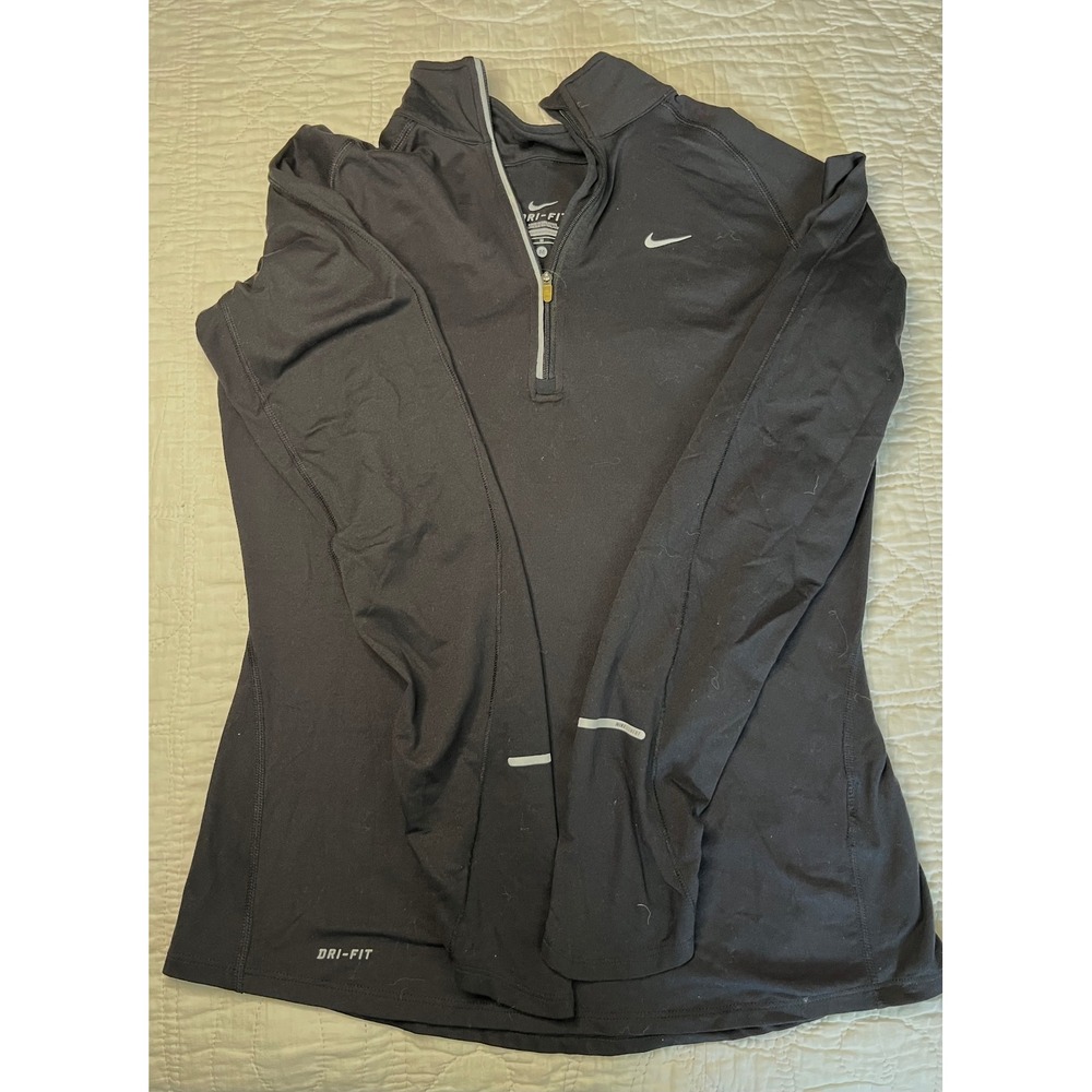 Nike Element Dri-FIT Womens Quarter Zip Running Top Black Long Sleeve Size M